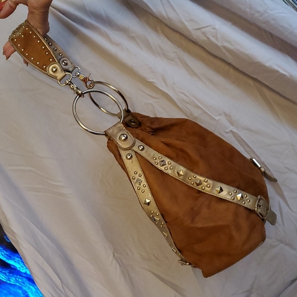 Kathy van Zeeland camel color suede purse - Picture 2 of 8